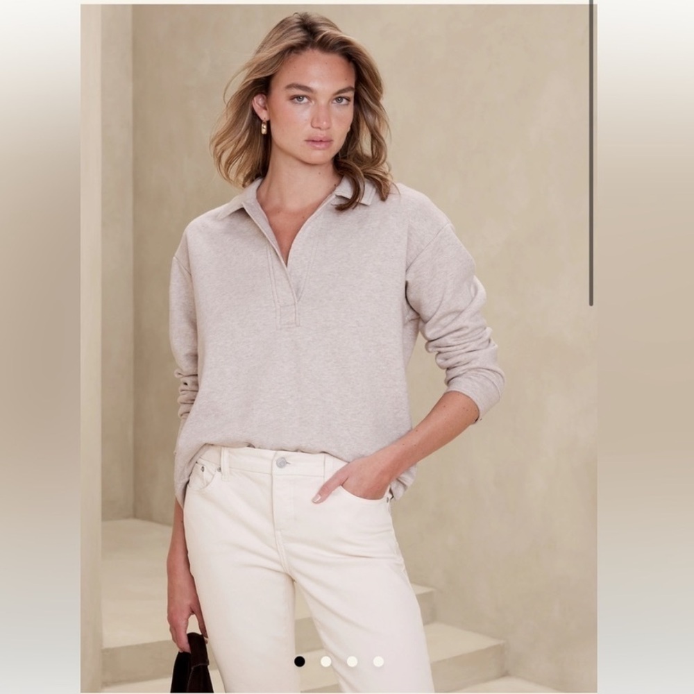 Banana Republic NWT❗️Light Beige Pull Over Collar Sweatshirt